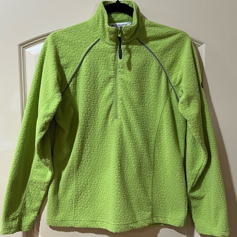 COLUMBIA Vintage Textured Fleece Quarter Zip Pullover Green Women's Size Small